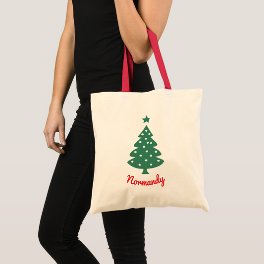 Green and Red Christmas Tree, Custom Name Tote Bag | Zazzle